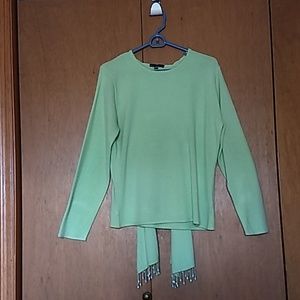 light mint green Sweater 24" long with scarf